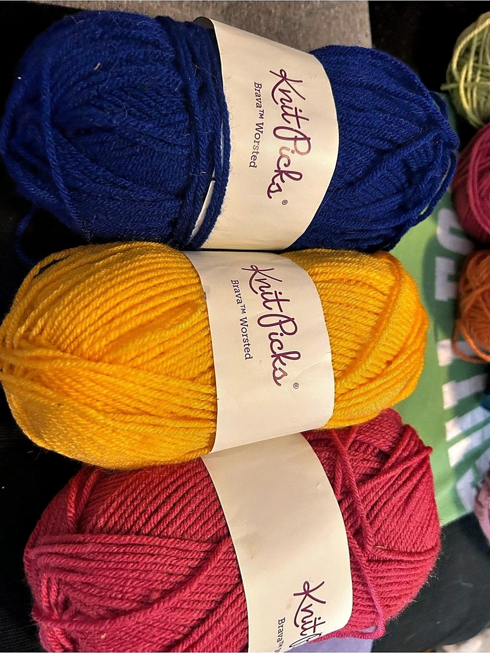 Knit Picks Brava Worsted Acrylic Yarn Skeins Blue & Yellow NWT